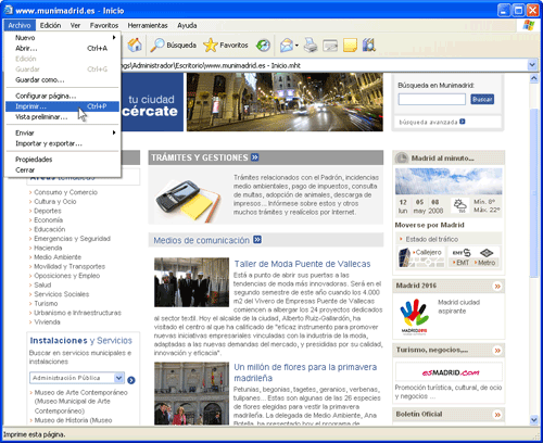 Haga clic en Archivo-Imprimir... en el menú principal de Internet Explorer.